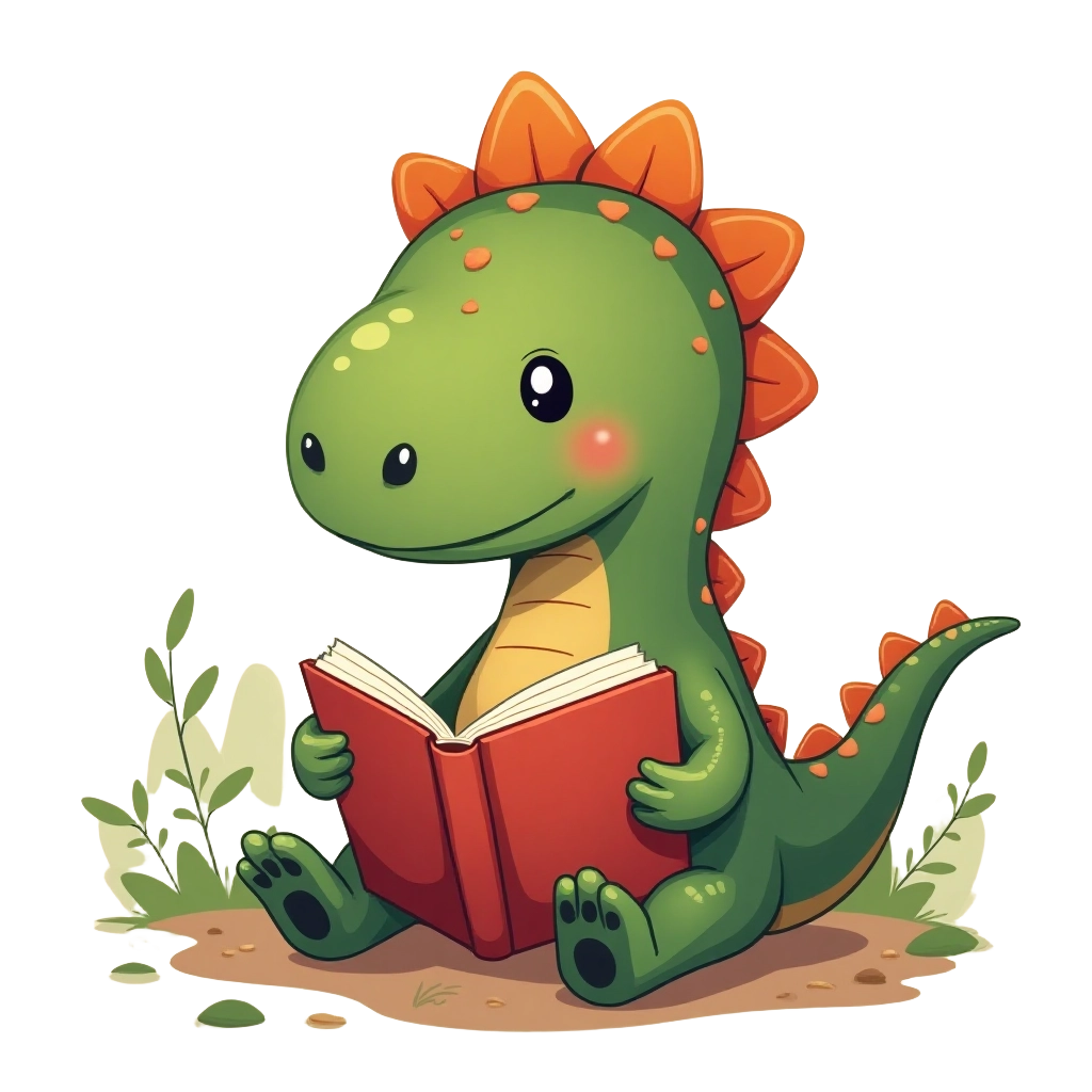 Adorable Dinosaur Reading